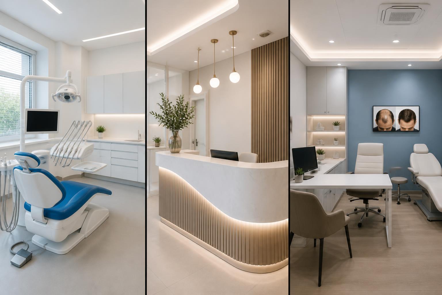 Üç rakip kliniğin fotoğrafları